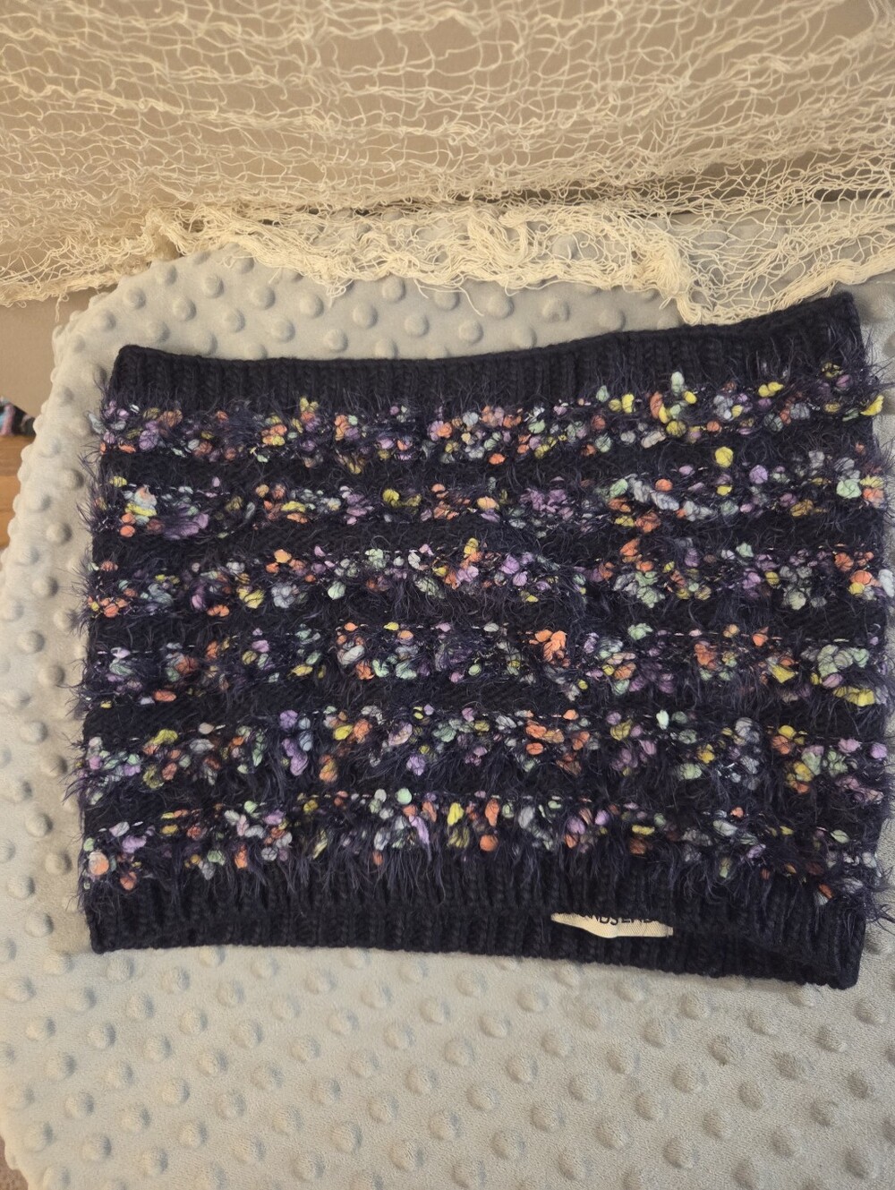 Navy super soft speckled with color cowl neck sweater Scarf Land's End